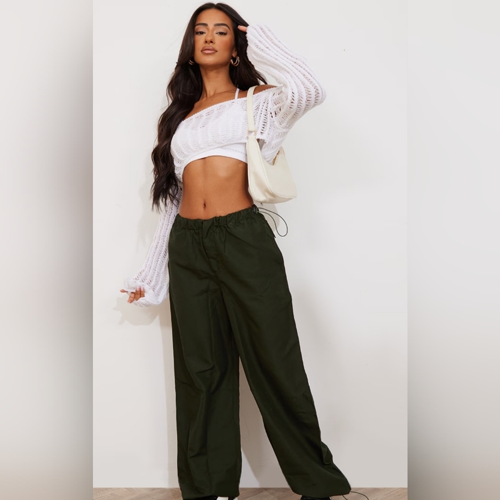 PrettyLittleThing black Drawstring Wide Leg Pants